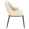 DINING CHAIR DELF  BEIGE FABRIC-BLACK METAL LEGS-WOODEN BACK IN OAK 48x55x76Hcm.