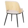 DINING CHAIR DELF  BEIGE FABRIC-BLACK METAL LEGS-WOODEN BACK IN OAK 48x55x76Hcm.