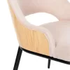 DINING CHAIR DELF  BEIGE FABRIC-BLACK METAL LEGS-WOODEN BACK IN OAK 48x55x76Hcm.