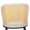 DINING CHAIR DELF  BEIGE FABRIC-BLACK METAL LEGS-WOODEN BACK IN OAK 48x55x76Hcm.