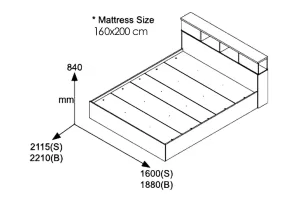 Double bed Olympus in castillo-toro colour oak 160x200