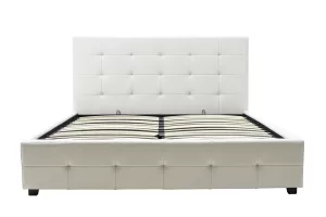 Double bed Roi PU with storage space in white matte 160x200