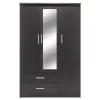 Wardrobe Olympus with 3 doors and drawers+mirror in wenge colour 120x57x183