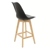 Bar stool Gaston pp and pu black and leg in natural shade 47x52x104cm