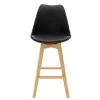 Bar stool Gaston pp and pu black and leg in natural shade 47x52x104cm