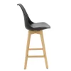 Bar stool Gaston pp and pu black and leg in natural shade 47x52x104cm