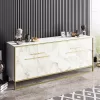 Buffet Marble in white marble color with golden metal frame 180x47,5x75cm