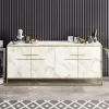 Buffet Marble in white marble color with golden metal frame 180x47,5x75cm