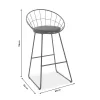 Seth bar stool black metal wire with black pvc cushion