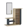 Entrance furniture with mirror Ceel in white-walnut color 80x29.5x90cm