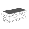 Coffee table Mabs glass 8mm-stainless steel silver 120x60x40cm