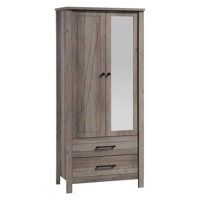 Ντουλάπα ρούχων Tara δίφυλλη καθρέπτης rustic oak 84.5x52x193εκ