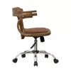 Office chair Kahil solid wood walnut-pu brown