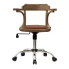 Office chair Kahil solid wood walnut-pu brown