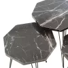 Side tables set 3pcs Buena marble imitation black