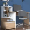 Work desk-shelf unit Boaz walnut-white 146x50x100.5cm