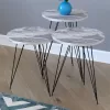 Side tables set 3pcs Merci in marble imitation white-grey black color