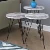 Side tables set 3pcs Merci in marble imitation white-grey black color