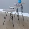 Side tables set 3pcs Merci in marble imitation white-grey black color