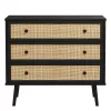 Chest of 3 drawers Oslo  black-natural 90x39x79cm