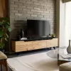 TV unit Kasandra black marble imitation-walnut 180x35x48.3cm