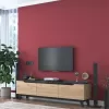 TV unit Kasandra black marble imitation-walnut 180x35x48.3cm