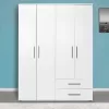 Wardrobe with 4 doors and drawers Dynamic white colour 137x52x187cm