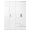 Wardrobe with 4 doors and drawers Dynamic white colour 137x52x187cm