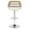 Bar stool Fern adjustable height PU white natural-metal chrome