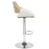 Bar stool Fern adjustable height PU white natural-metal chrome