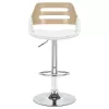 Bar stool Fern adjustable height PU white natural-metal chrome