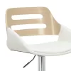 Bar stool Fern adjustable height PU white natural-metal chrome