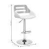 Bar stool Fern adjustable height PU white natural-metal chrome