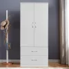 Wardrobe Zelia with 2 doors and drawers in white color 79x42x180cm