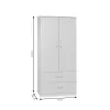 Wardrobe Zelia with 2 doors and drawers in white color 79x42x180cm