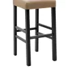 Bar stool Bari with mocha pu - wooden legs black