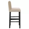 Bar stool Bari with ecru fabric - wooden legs black