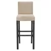 Bar stool Bari with ecru fabric - wooden legs black