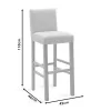 Bar stool Bari with ecru fabric - wooden legs black