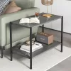 Side table Mara MDF dark grey marble-black 80x40x55cm