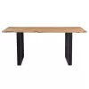 Slim table solid acacia wood in walnut shade and black metal leg 180x90x75.6cm