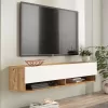 Roscoe wall TV unit in color white-sonoma 140x31.6x29.6cm