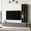 Esmeralda wall TV unit cement-black color 74.5x27x145cm