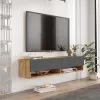 Roscoe wall TV unit in color dark grey-sonoma 140x31.6x29.6cm