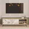 TV cabinet Nella natural-white marble 140x40x43cm