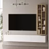 Esmeralda wall TV unit white-natural color 74.5x27x145cm