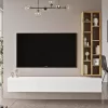 Esmeralda wall TV unit white-natural color 74.5x27x145cm