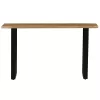 Carver console solid acacia wood 3.5cm walnut-leg black 150x40x76cm