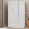 Wardrobe Zelia with 2 doors and drawers in white color 90x42x180cm