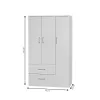 Wardrobe Zelia with 2 doors and drawers in white color 90x42x180cm